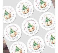Personalised Hot Chocolate Christmas Stickers, Sweetcone Stickers, School Fayre Stickers