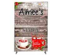 Personalised Hot Chocolate Station Plaque - Custom Winter Kitchen Sign - - Unique Christmas & Winter Decoration Gift. (Rustic Wood Effect, Acrylic A4 30cm x 21cm)