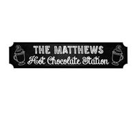 Personalised Hot Chocolate Station Sign - Custom Family Name Plaque for Kitchen Decor, Indoor or Outdoor Use (Acrylic Indoor & Outdoor Use, Medium 390mm x 85mm)