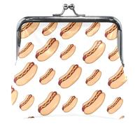 Personalised Hot Dogs Design Ladies Leather Coin Purse with Kiss Clasp - Chic Hot Dogs White Classic, Chic Hot Dogs White, Classic