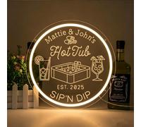 Personalised Hot Tub Neon Sign Custom Pool Neon Wall Light for Outdoor Patio Garden Decor Personalized Bar Cocktail Signs for Wall Decor