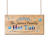 Personalised Hot Tub Sign Wooden Welcome Sign Home Décor Hot Tub Accessories Novelty Garden Shed Pool Hanging Plaque Home Gifts Funny Signs with Any Name(Design 3)
