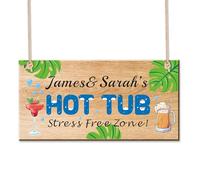 Personalised Hot Tub Sign Wooden Welcome Sign Home Décor Hot Tub Accessories Novelty Garden Shed Pool Hanging Plaque Home Gifts Funny Signs with Any Name(Design 2)