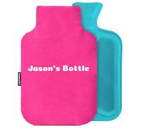 Personalised Hot Water Bottle Cover with Free Rubber Bottle (2L, Fleece Fabric - Hot Pink)
