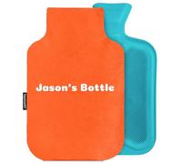 Personalised Hot Water Bottle Cover with Free Rubber Bottle (2L, Fleece Fabric - Orange)
