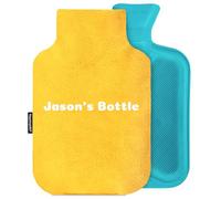Personalised Hot Water Bottle Cover with Free Rubber Bottle (2L, Fleece Fabric - Yellow)