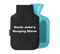 Personalised Hot Water Bottle Cover with Free Rubber Bottle (800ml, Fleece Fabric - Black)