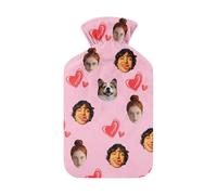 Personalised Hot Water Bottle with Cover UK for Adults 2L,Custom Printing Embroidery Furry Hot Water Bottles with Photo Logo Text(Two Styles) (Printing)