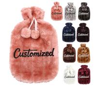 Personalised Hot Water Bottle with Plush Cover, Custom Hot Water Bottle with Face, Personalised Embroidered Name Hot-Water Bag, Relieves Body Aches & Pains, Unique Cosy Nights & Gifts (Style2)