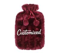 Personalised Hot Water Bottle with Plush Cover & Customized Text, 2 Liters, Relieves Body Aches & Pains, Unique Cosy Nights & Gifts (Dark Rose red)