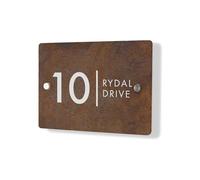 Personalised House Number Plaque 210mm x 148mm Rust Effect House Sign Door Number Plate Contemporary Modern Printed Address Signage With Hidden Fixings Waterproof & Scratch-Resistant