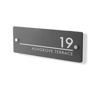 Personalised House Number Plaque 297mm x 100mm Grey Address House Sign Door Number Plate Contemporary Modern Printed Address Signage With Hidden Fixings Waterproof & Scratch-Resistant
