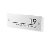 Personalised House Number Plaque 297mm x 100mm Matt White House Sign Door Number Plate with Hidden Fixings Waterproof & Scratch-Resistant Printed Address Signage