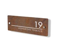 Personalised House Number Plaque 297mm x 100mm Rust Effect Address House Sign Door Number Plate Contemporary Modern Printed Address Signage with Hidden Fixings Waterproof & Scratch-Resistant