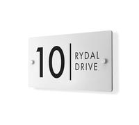 Personalised House Number Plaque 297mm x 148mm Matt White Address House Sign Door Number Plate Contemporary Modern Printed Address Signage With Hidden Fixings Waterproof & Scratch-Resistant