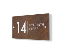 Personalised House Number Plaque 297mm x 148mm Rust Effect Address House Sign Door Number Plate Contemporary Modern Printed Address Signage With Hidden Fixings Waterproof & Scratch-Resistant