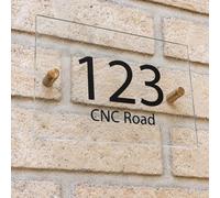 Personalised House Number Plaque Door Sign And Street Name Multiple Designs Top Quality With Clear Acrylic And Gold Bolts