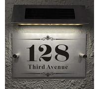 Personalised House Number Plaque House Sign Rood Plate Plaque Street Name House Sign With Any Name & Address Glass Effect Acrylic for Wall & Door Modern Signs Outside Decor (Design4)