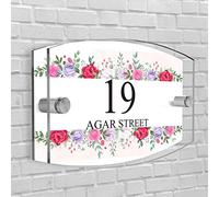 Personalised House Number Plaque in Arc- Rectangle shape Glass Effect Acrylic Sign Door Plate Wall Display in Quality 2 Part Acrylic- Choose Your...