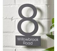 Personalised House Number Plaque, Modern Grey Perspex Acrylic Door Sign 200x300mm, Bespoke Address Number Plate for Outside Wall Mounting, HOUSE SIGNS DIRECT