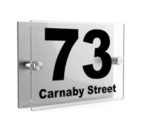 Personalised House Number Sign Brushed Silver Rectangle Acrylic 200x130 D17