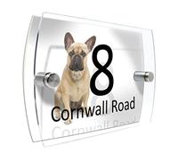 Personalised House Number Sign for Dog Lovers (French Bulldog Tan)