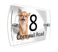 Personalised House Number Sign for Dog Lovers (Happy Chihuahua)
