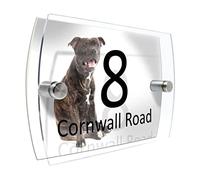 Personalised House Number Sign for Dog Lovers (Staffordshire Bull Terrier)