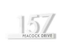 Personalised House Number Sign Matte White Acrylic Address Plaque with Cut-Out Number & Printed Street Name Modern Door Address Signage with Hidden Fixings Scratch-Resistant House Sign