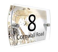 Personalised House Number Sign - Modern Watercolour Style Plaque with Custom Door Number & Street Name - Weatherproof Acrylic Address Sign for Outdoor Use New Home House Warming Gift (R031)