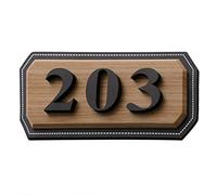 Personalised House Number Sign Self Adhesive Acrylic Door Wall Plaque Customized Retro Wooden/Marble Simulation House Number Sign Solutions (Choice of 1-4 Numbers or Alphabets)