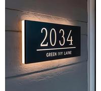 Personalised House Number Signs With LED Light, Customizable House Numbers And Street Names, Outdoor Waterproof Address Plaques, Modern Illuminated Door Signs