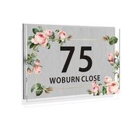 Personalised House Numbers Plaques Acrylic Door Number Plaques for Wall with Any Stress Number & Address Custom Road Plate Plaque Modern Glass Effect Outside Decoration for Home Gate(Design 2)