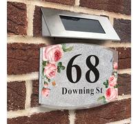 Personalised House Numbers Plaques Door Numbers House Sign for outside Glitter Acrylic House Number Road Plate Plaque Street Name Address Signs for Wall & Door Outside Decor (Silver, Design 2)