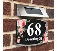 Personalised House Numbers Plaques Door Numbers House Sign for outside Glitter Acrylic House Number Road Plate Plaque Street Name Address Signs for Wall & Door Outside Decor (Black, Design 2)