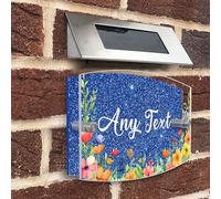 Personalised House Numbers Plaques Door Numbers House Sign for outside Glitter Acrylic House Number Road Plate Plaque Street Name Address Signs for Wall & Door Outside Decor (Blue, Design 1)