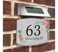 Personalised House Numbers Plaques Door Numbers House Sign for outside Glitter Acrylic House Number Road Plate Plaque Street Name Address Signs for Wall & Door Outside Decor (Silver, Design 3)