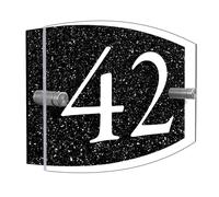 Personalised House Numbers Plaques Glitter Acrylic House Signs Name Plaques for Outside Door Number Plaques for Wall Custom House Number Street Road Address Sign Plaque (Black, Design 1)