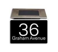 Personalised House numbers plaques with Solar Light - Modern & Durable Aluminium Composite Address Plate, Waterproof Door Number Plaques for Wall, Night Visibility House Numbers Sign- Black, 280X160MM