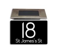 Personalised House numbers plaques with Solar Light - Modern & Durable Aluminium Composite Address Plate, Waterproof Door Number Plaques for Wall, Night Visibility House Numbers Sign- Black, 280X160MM