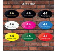 Personalised House Sign, Laser Cut, Custom Front Door Acrylic Number Plaque (25x14 Oval)