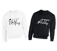 Personalised Hubby Wifey Couple Pack Jumper Customise Your Date Anniversary Presents Gift For Husband Gift For Wife Valentines Day Husband Wife Birthday Unisex Top