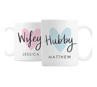 Personalised 'Hubby, Wifey' Mug Set