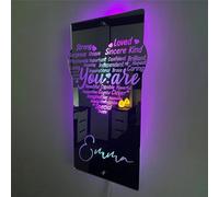 Personalised I AM Affirmations Name Mirror, LED Light Up Heart Shaped Bedroom Wall Decoration, Mother's Day Anniversary Christmas Valentine's Day Birthday Gifts for Kids Mom Friend Wife