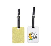 Personalised I Am The Cool Duck Lady Themed Glitter Rectangle Travel Luggage Tag (Travel Tag Gold)