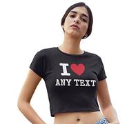 Personalised I Heart Crop Top - Black Baby T Shirt - Add Your Custom Wording to This Must Have Summer Essential