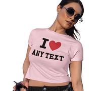 Personalised I Heart Cropped Top in Pale Pink - Add Your Custom Wording to This Must Have Summer Essential