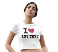 Personalised I Heart Cropped Top in White, Add Your Custom Wording to This Must Have Summer Essential