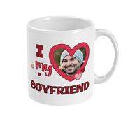 Personalised I Heart My Boyfriend Mug - Your Photo in The Heart - Funny Gift for Him or Her, Birthday Christmas Husband 10oz Ceramic