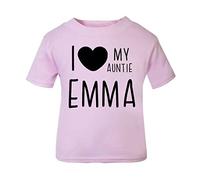 Personalised I Love My Auntie Name, Family Statement [BBY7] Short Sleeve Cotton Toddler t Shirt, 1-2 Years, Pastel Pink